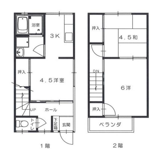 立川アパートB(3K/1階)の間取り写真