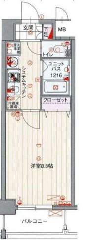 パルティール覚王山(1K/6階)の間取り写真
