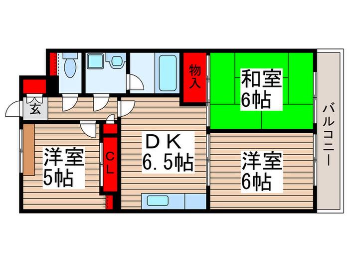 アプニール東所沢(3DK/2階)の間取り写真