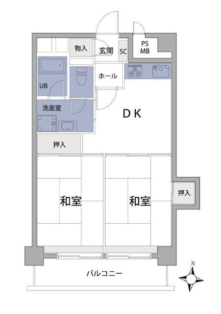 OHREM新高円寺(2DK/2階)の間取り写真