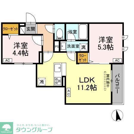 セレスティア徳丸 A(2LDK/3階)の間取り写真