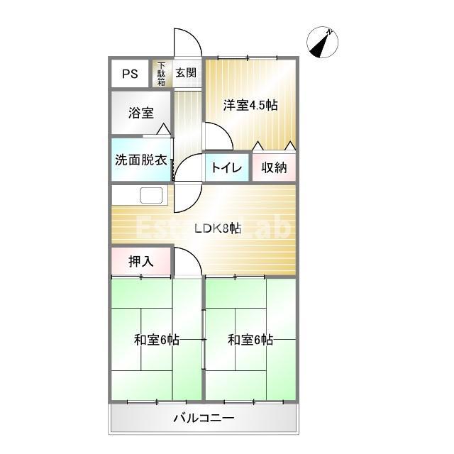 プラーフ夢野(3LDK/4階)の間取り写真