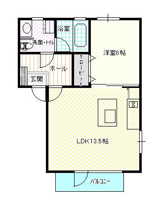 PLACER 27(1LDK/1階)の間取り写真