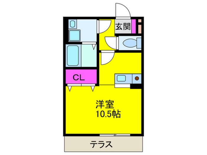 シェルズレイク日根野C棟(ワンルーム/1階)の間取り写真