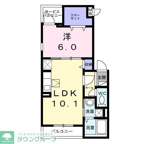 カサ・ベル(1LDK/1階)の間取り写真