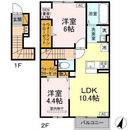 GRAND WINDS TSUKUBA VI(2LDK/2階)の間取り写真