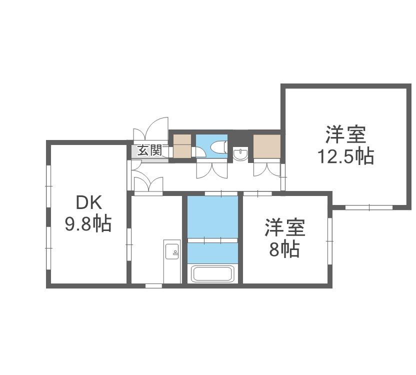 ウィング発寒(2LDK/1階)の間取り写真