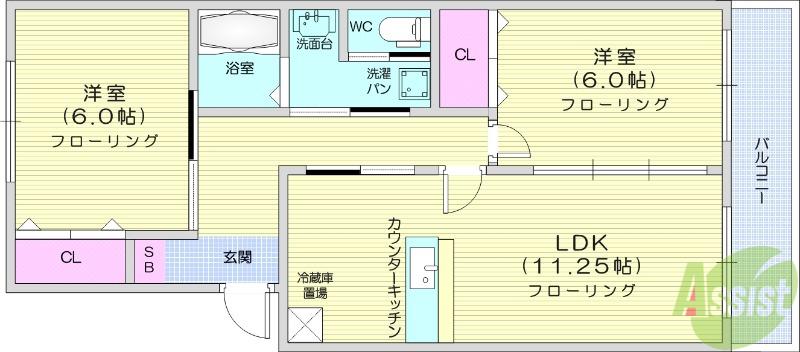 プログレール落合壱番館(2LDK/1階)の間取り写真