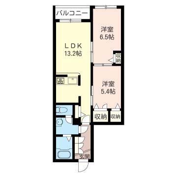 アルカンシエル喜沢(2LDK/1階)の間取り写真