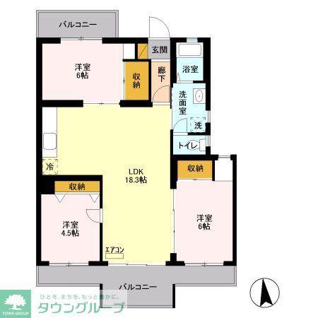 ハイツ南(3LDK/3階)の間取り写真