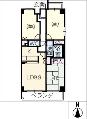 シャトー小沢(3LDK/3階)の間取り写真