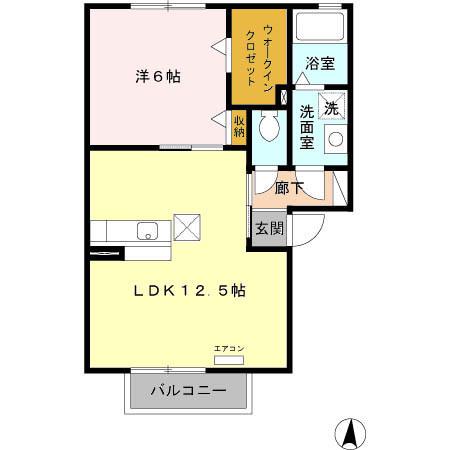 シャルム(1LDK/1階)の間取り写真