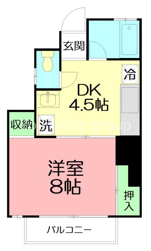 海老名国分パークハイツ弐番館(1DK/2階)の間取り写真