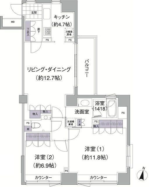 アビティ目黒(2LDK/1階)の間取り写真