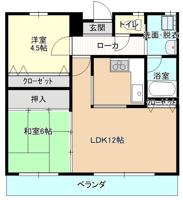 ウッディフラット(2LDK/1階)の間取り写真