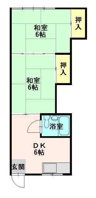 コーポ鎌田(2DK/2階)の間取り写真
