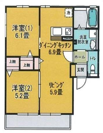 ラ・ルーチェC(2LDK/2階)の間取り写真