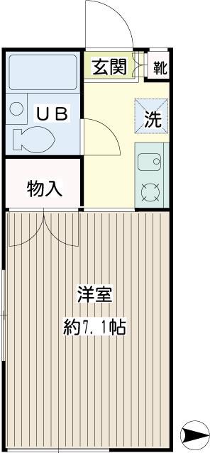カルム鶴ヶ峰(1K/1階)の間取り写真