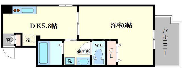 ギャラリー谷町(1DK/6階)の間取り写真