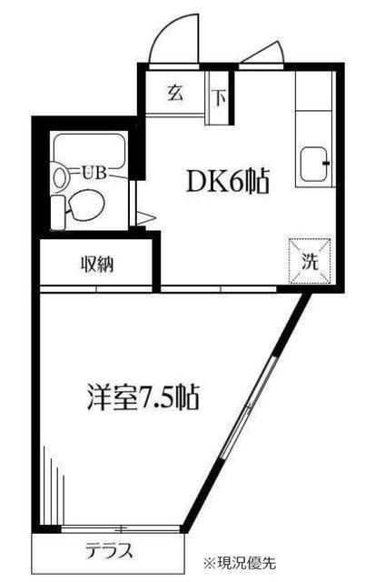 ハイツ柿生(1DK/1階)の間取り写真