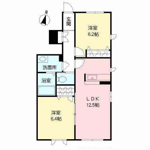 ピエソンプラン I棟(2LDK/1階)の間取り写真