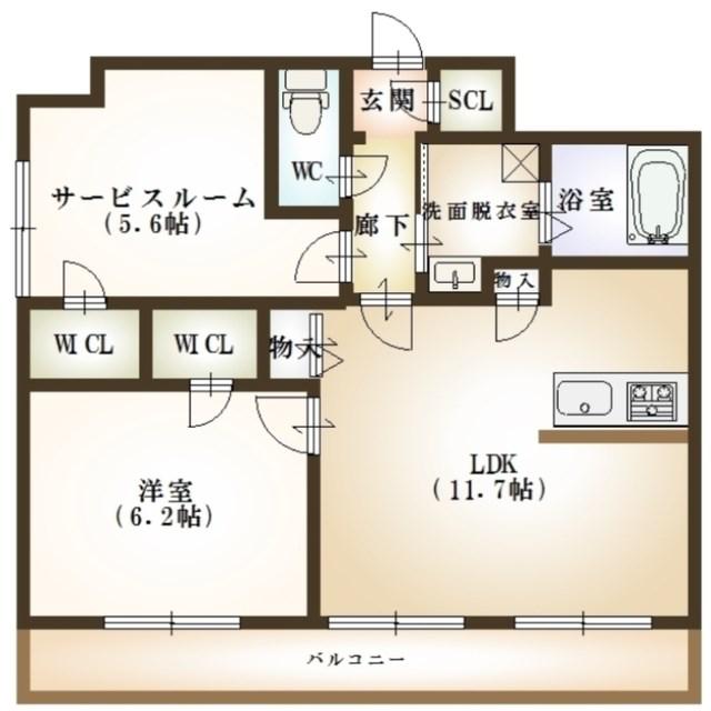 カーネ米山(2LDK/9階)の間取り写真