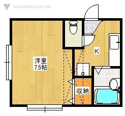 ホワイトハウス(1K/1階)の間取り写真