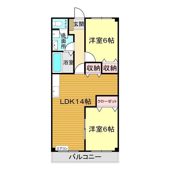 新下関マンション(2LDK/4階)の間取り写真