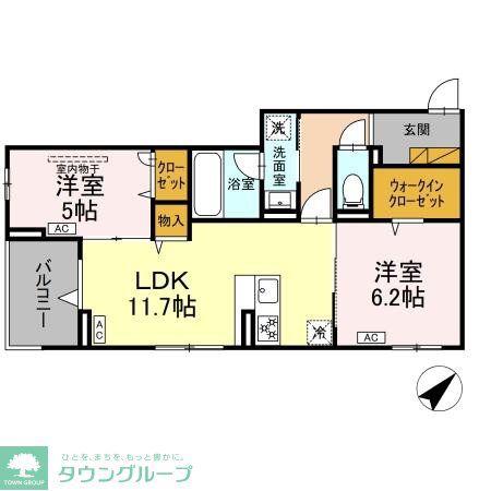 DーLOTUS(2LDK/3階)の間取り写真