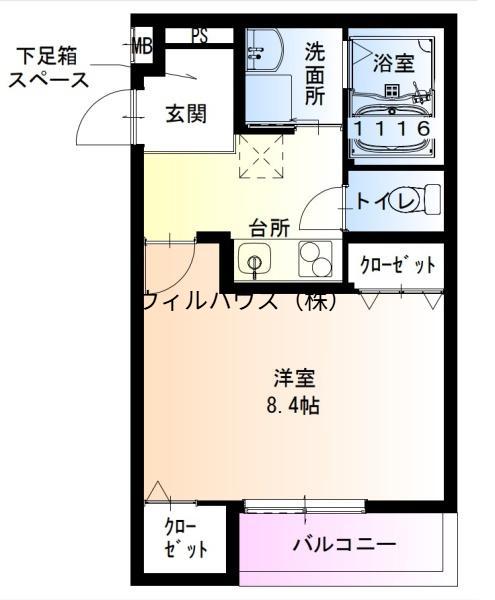 フジパレス南清水町サウス(1K/3階)の間取り写真