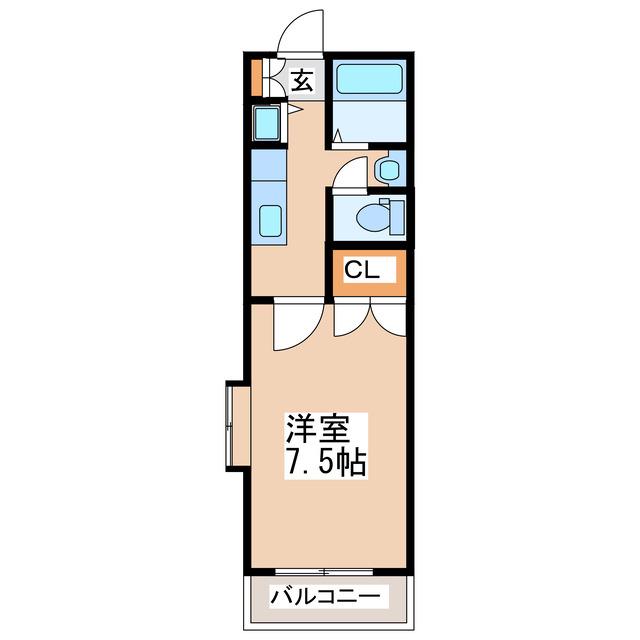 フローラハイツ九品寺(1K/2階)の間取り写真