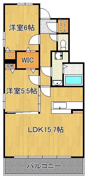 グレイス早川II(2LDK/1階)の間取り写真