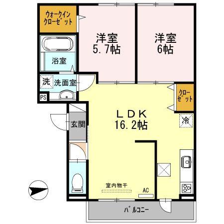 グラン クリフ(2LDK/2階)の間取り写真