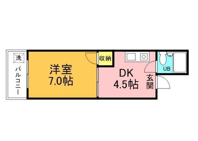 カーサメントJアベニュー(1DK/5階)の間取り写真