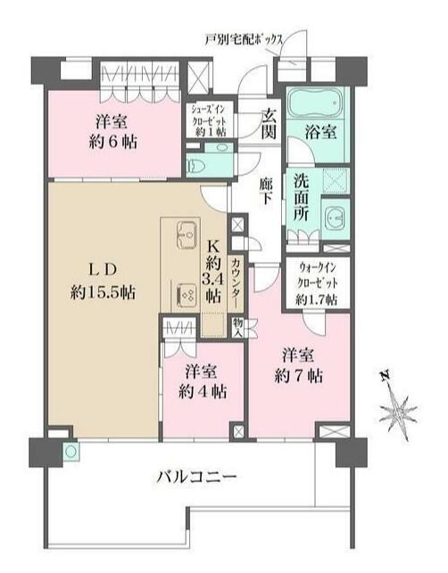 ザ・パークハウス代々木大山レジデンス(3LDK/3階)の間取り写真