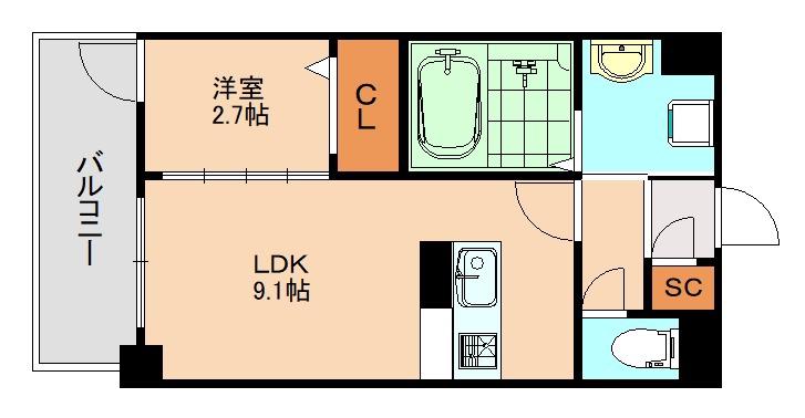 グラン ソレイユ井尻駅前(1LDK/5階)の間取り写真