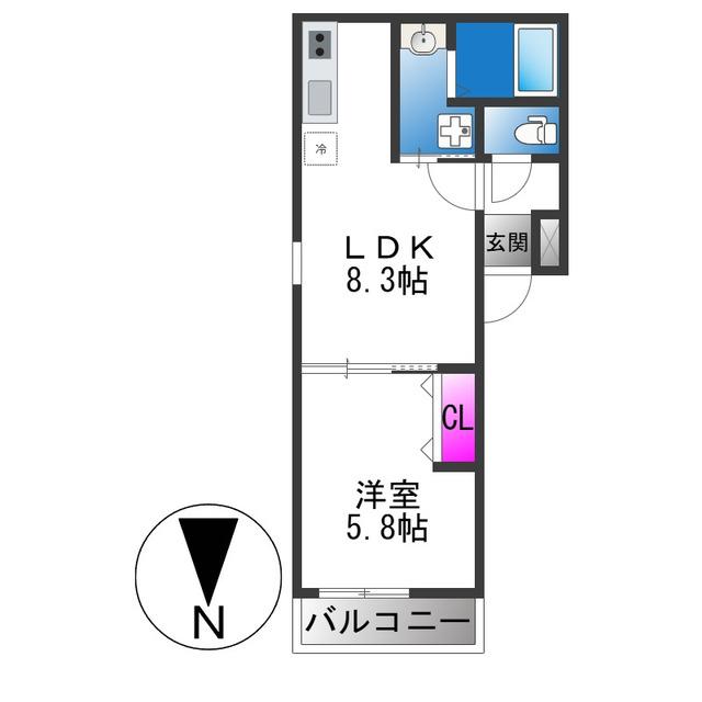 フジパレス鴻池新田駅北(1LDK/3階)の間取り写真