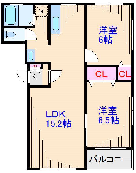 SESION橘(2LDK/2階)の間取り写真