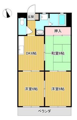 グレイスフル清和・西館(3DK/4階)の間取り写真