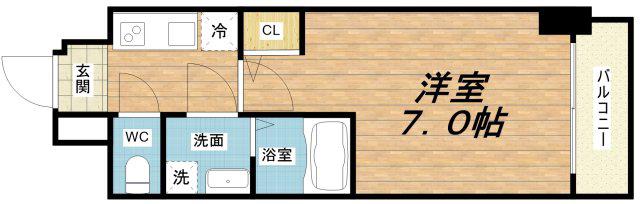 S-RESIDENCEドーム前千代崎(1K/12階)の間取り写真
