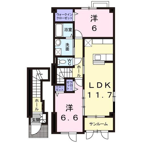 森の時計(2LDK/2階)の間取り写真