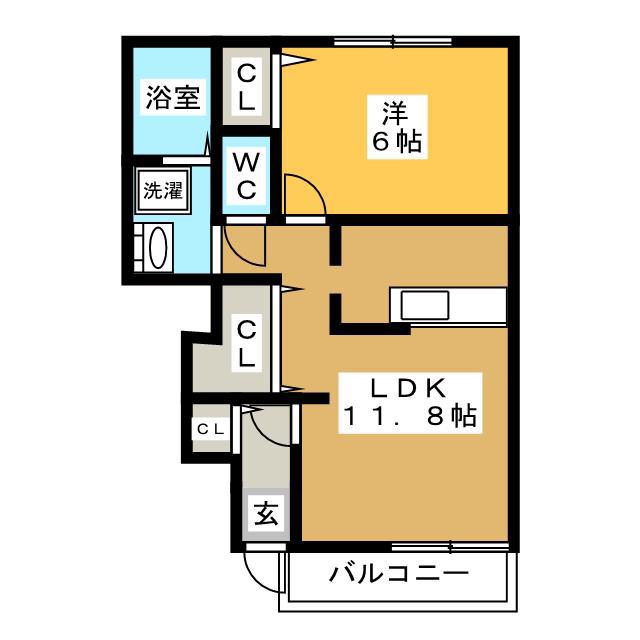 レクサス共栄D(1LDK/1階)の間取り写真