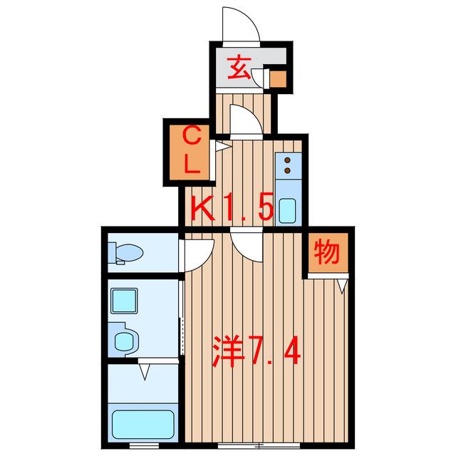 プラスR(1K/1階)の間取り写真