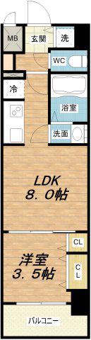 リアライズ南巽(1LDK/5階)の間取り写真