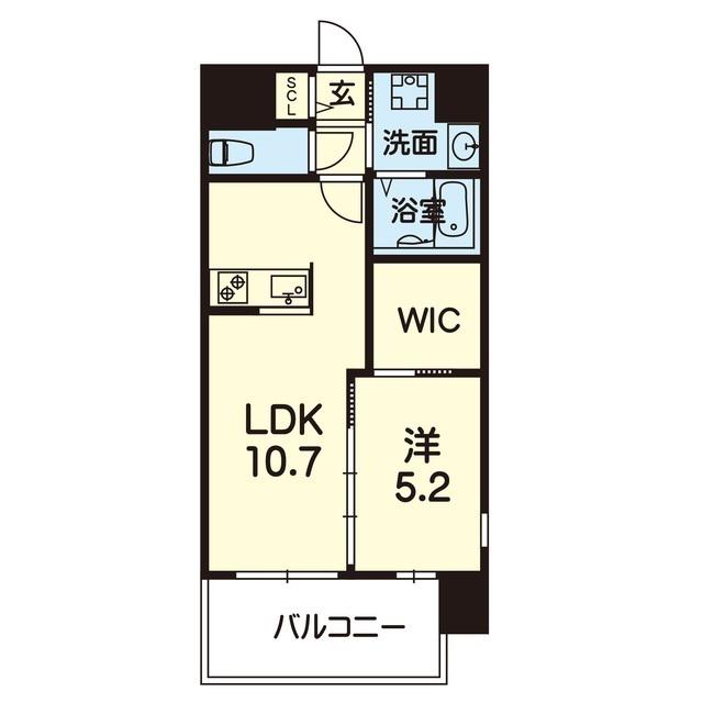 ライズ健軍参道(1LDK/4階)の間取り写真