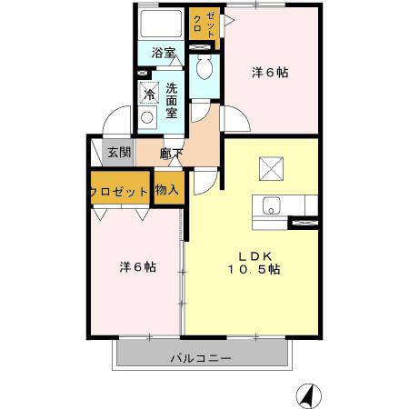 ガーデンスクエア A(2LDK/1階)の間取り写真