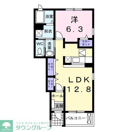 アメニティーC(1LDK/1階)の間取り写真