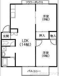 プラムコート(2LDK/2階)の間取り写真