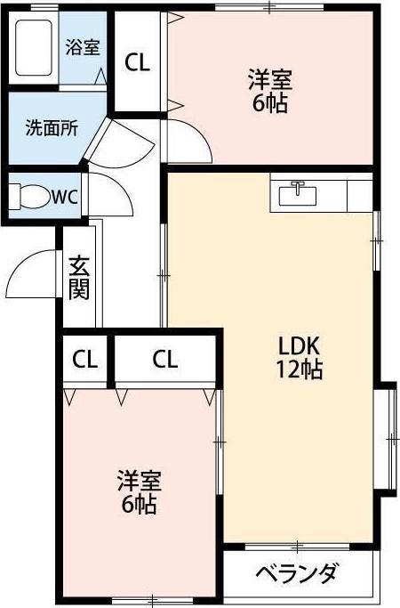 マンションエイト鴨江(2DK/2階)の間取り写真