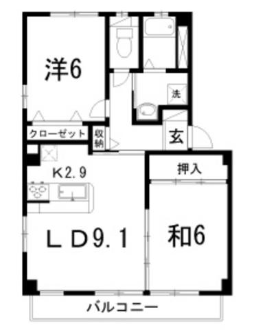 エルサンロード(2LDK/2階)の間取り写真